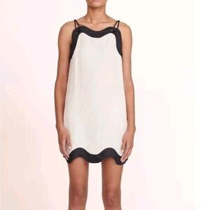 STAUD Black and Cream Sheath Cocktail Dress